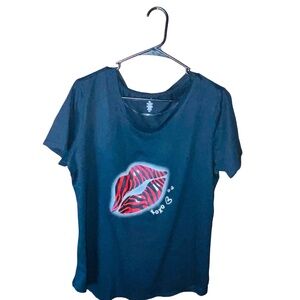Juniors black and red xoxo Kissy Lips Black T-Shirt Just be Size XL